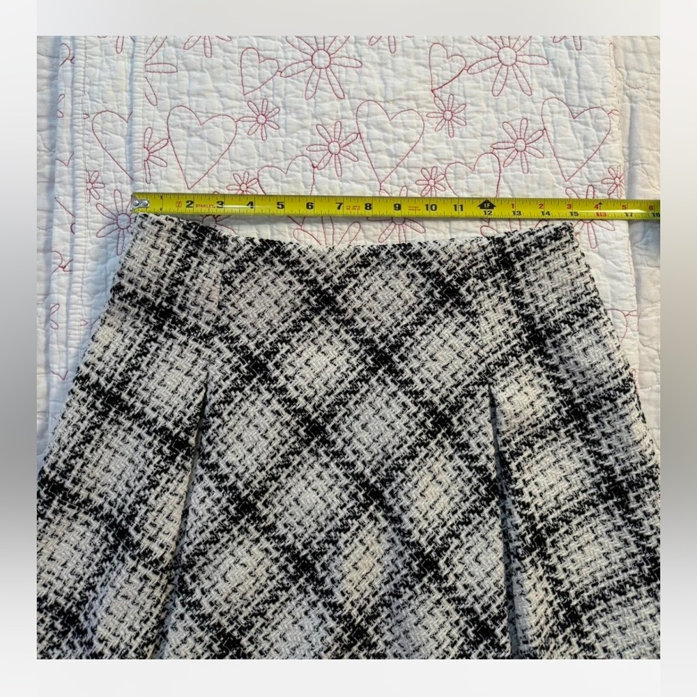 Zara Tweed Pleated Plaid Skirt NEW W/ tags BLACK and WHITE - Picture 7 of 8